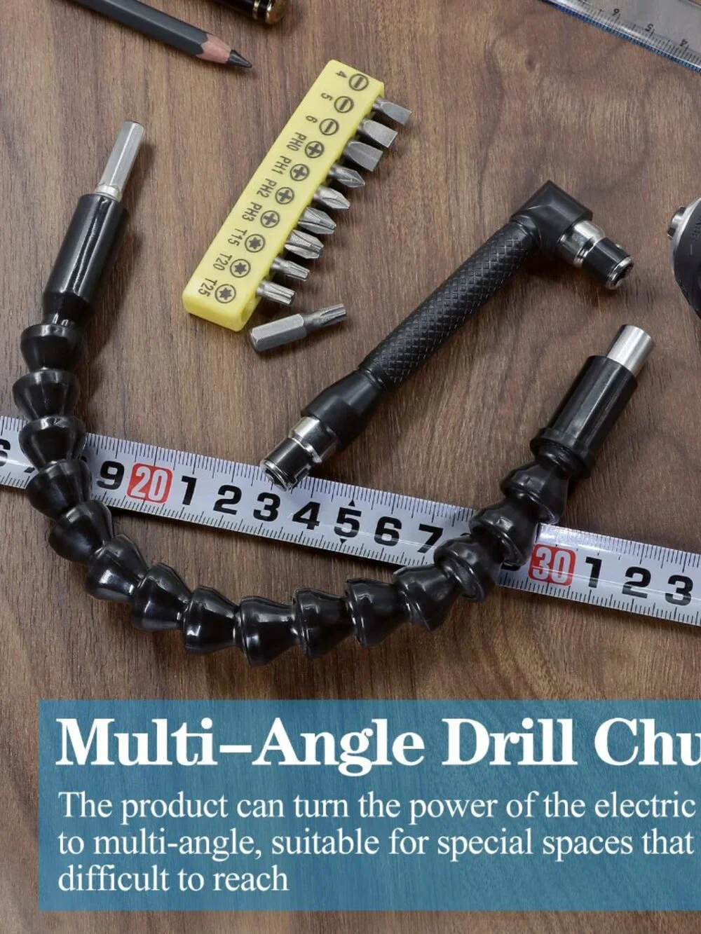 90 Degree Right Angle Driver, 11.6 Inch Bendable & Flexible Screwdriver Extensio